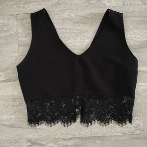 Forever 21 Black Crop Top with Lace Trim